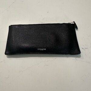 Authentic Black Coach clutch with silver zipper pull